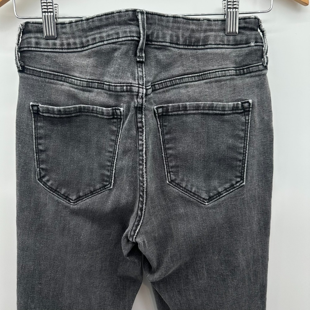 Old Navy Jeans Womens 2 Black Washed Denim High Rise Rock Skinny Raw Hem Stretch - Picture 3 of 10